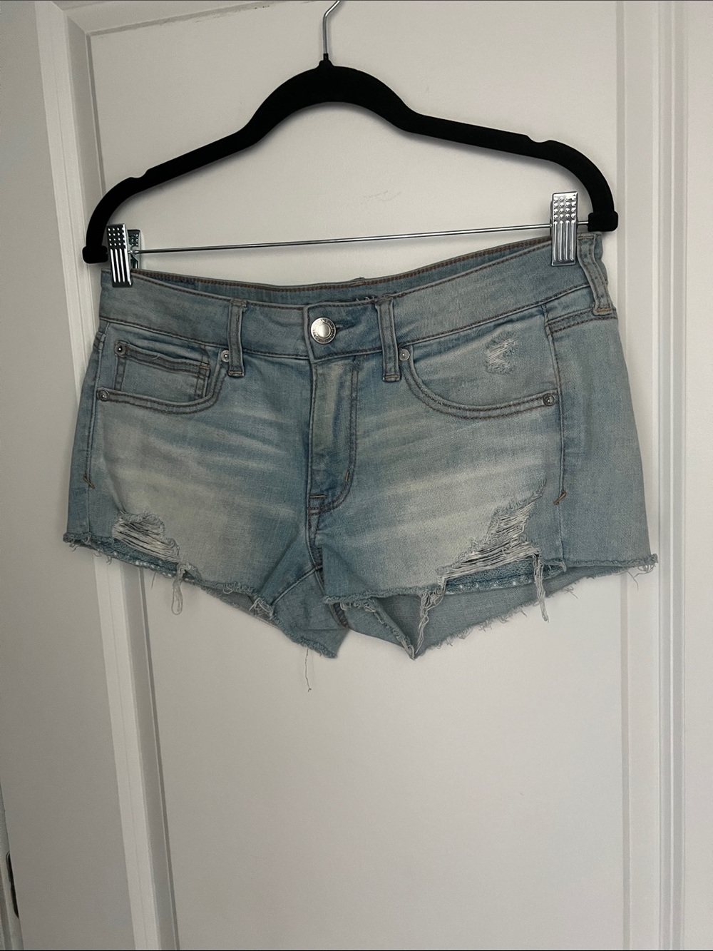 American Eagle Outfitters Light Blue Distressed Denim Cutoff Shorts